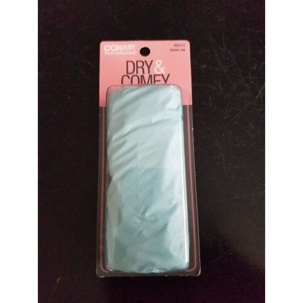 Conair Dry & Comfy Lightweight Shower Cap Reuse Latex Rubber #55311Z Blue Color